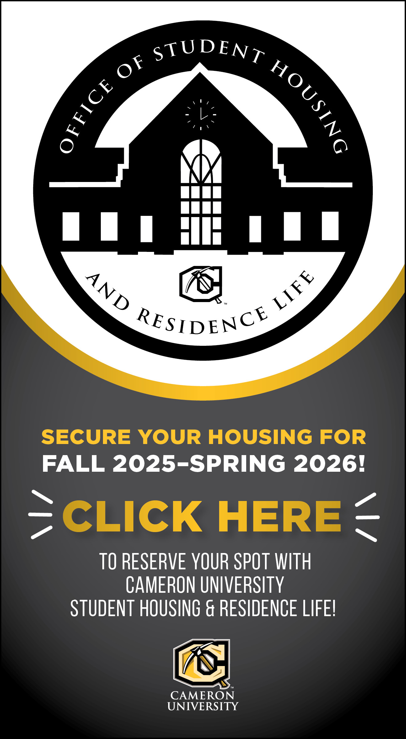 Office of 威尼斯人线上赌场
Secure your housing for Fall 2025-Spring 2026.
点击这里预订您的位置与卡梅伦大学学生宿舍和住宿生活